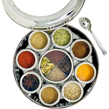 wooden or stainless steel indian spice box|indian spice containers for kitchen.